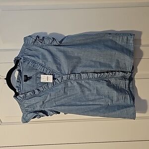 Chambray Ruffle Blouse